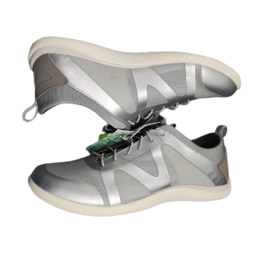 Lands' End Sneakers Womens 10D Wide Gray White Metallic Waterproof Quick Dry